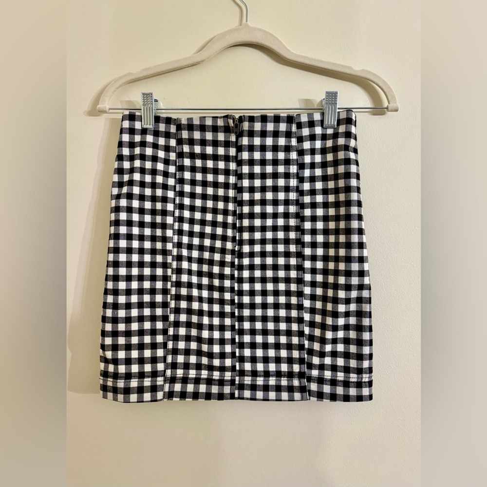 Free People Black & White Gingham Mini Skirt - Picture 4 of 11